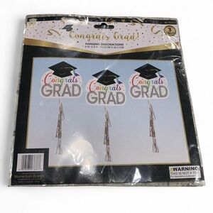 Congrats Grad Hanging Decorations with Silver Tassels